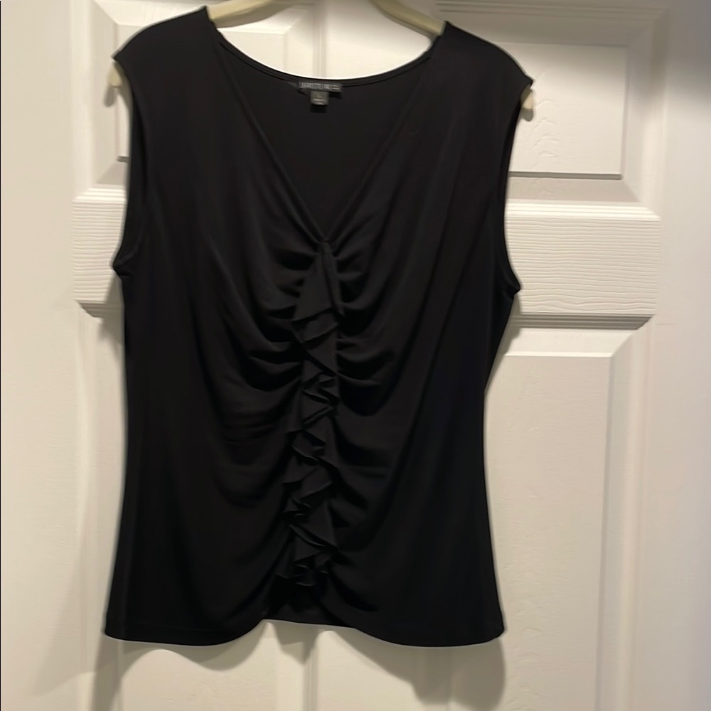 Lafayette 148 New York Black Ruched Sleeveless Blouse
